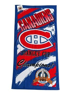 VTG Rare Deadstock 1993 Montreal Canadiens NHL Stanley Cup Champions Beach Towel